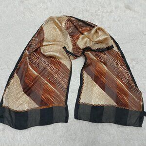 Adrienne Vittadini Brown Silk Oblong Rectangle Scarf